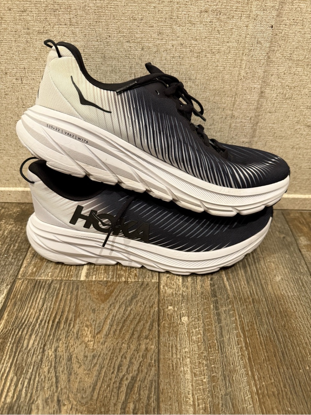 Hoka Black and White Gradient Athletic Running Shoes